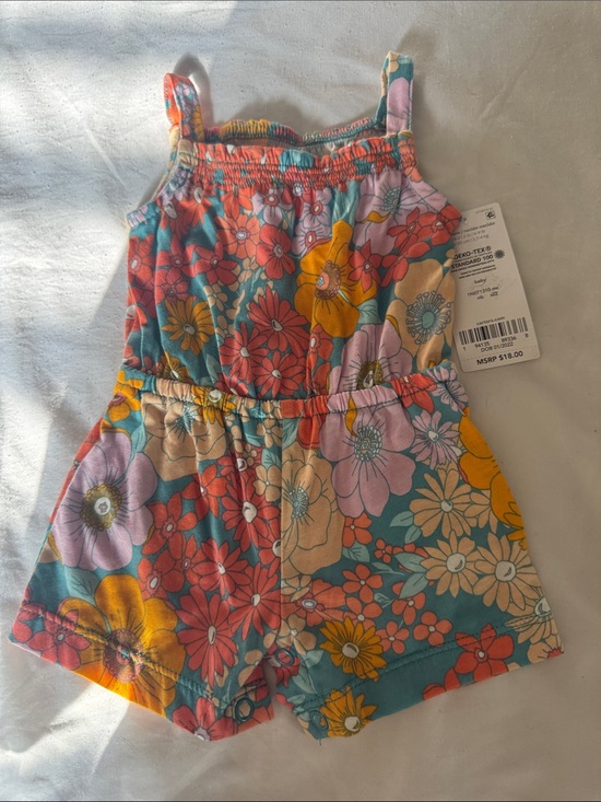 Carter's Other - Carter's Floral Multicolor Girls Romper - Teal, Pink, Yellow, Orange